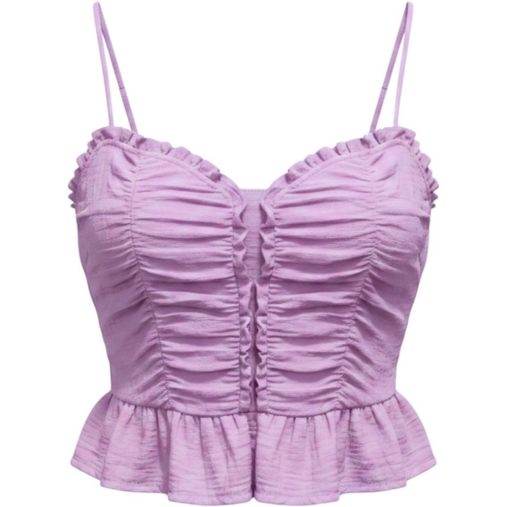 Sienna Sky Lavender Coquette Girl Ruched‎ Smocked Peplum Fairy Cami Top Womens M